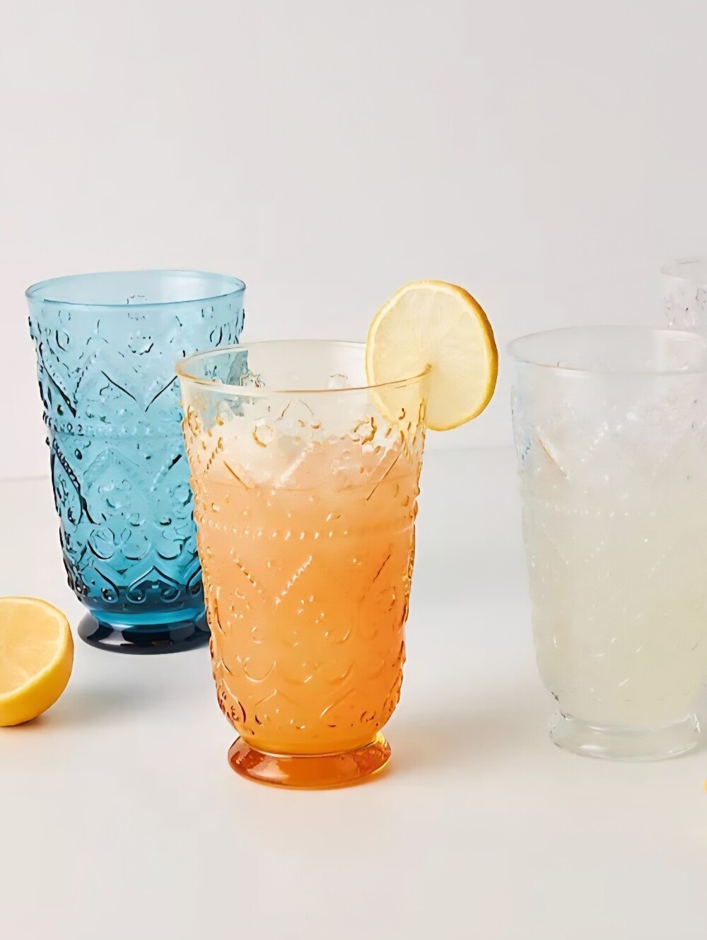 Anthropologie, The Bombay Handblown Glass Tumblers, Set of 4 In Dark Teal - Picture 4 of 4
